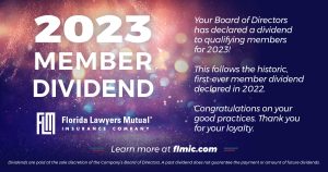 The words "2023 Member Dividend" accompanies language substantially similar to the content of this article, set atop a colorful and celebratory bokeh background