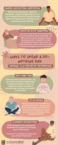 An infographic illustrates five ideas for relaxation on a "Do Nothing Day for Lawyers" with the Florida Lawyers Mutual Insurance Company logo